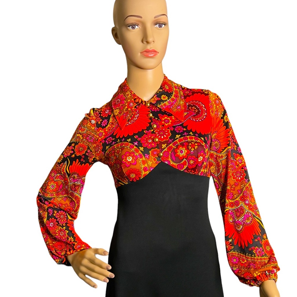 Handmade Custom Vintage 70s 1970s Disco Cocktail Max Dress